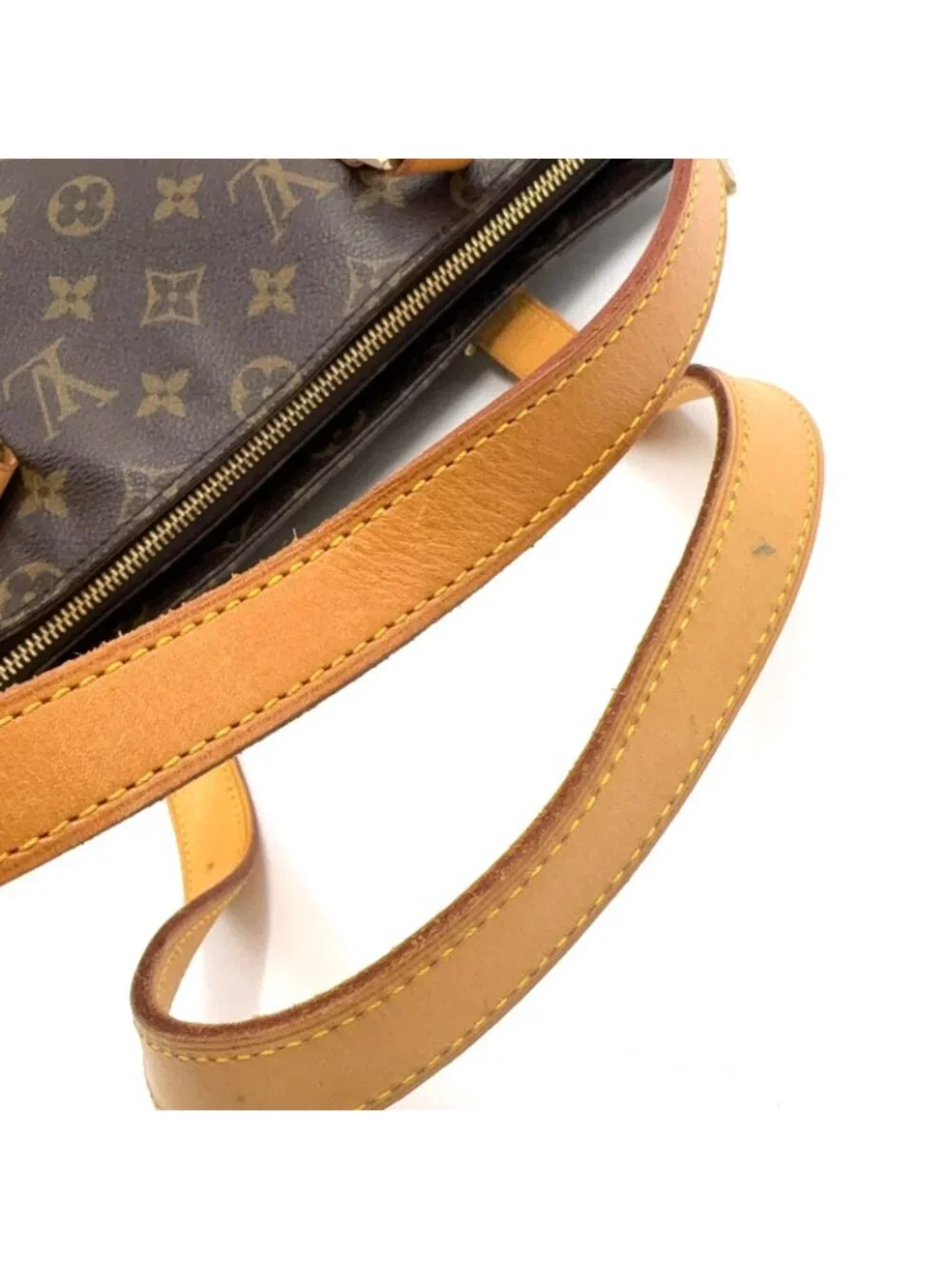 Louis Vuitton Cabas Piano Monogram Leather Brown Light Tote Gold - Picture 7 of 15
